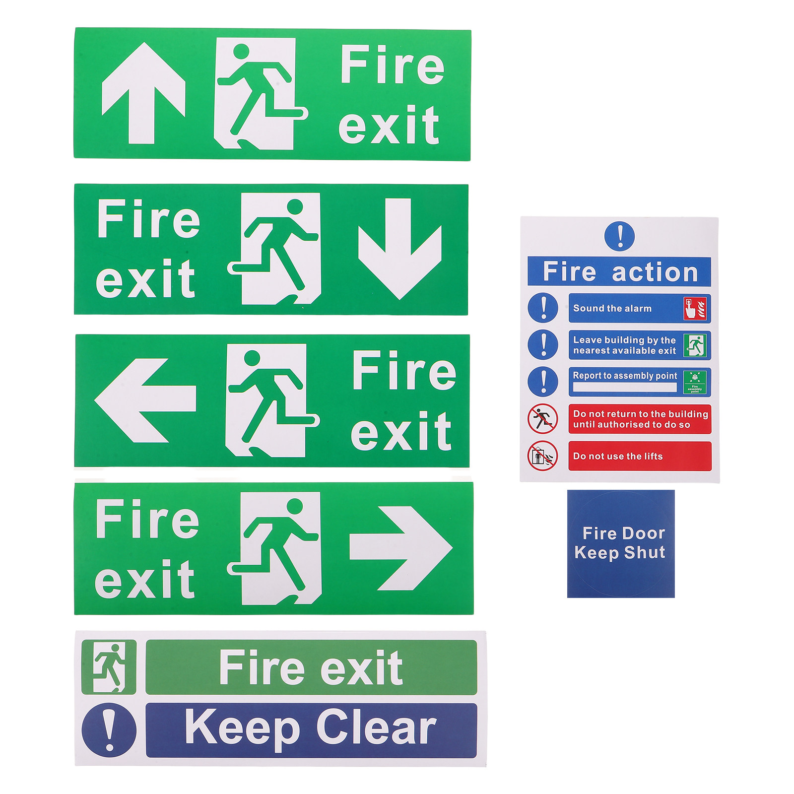 Emergency Exit Sign - 21 Stück Notausgangsschilder für öffentliche Sicherheit,